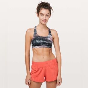 Lululemon Women’s Invigorate Bra Azurite Poppy Coral Multi Mesh Back - Size 4